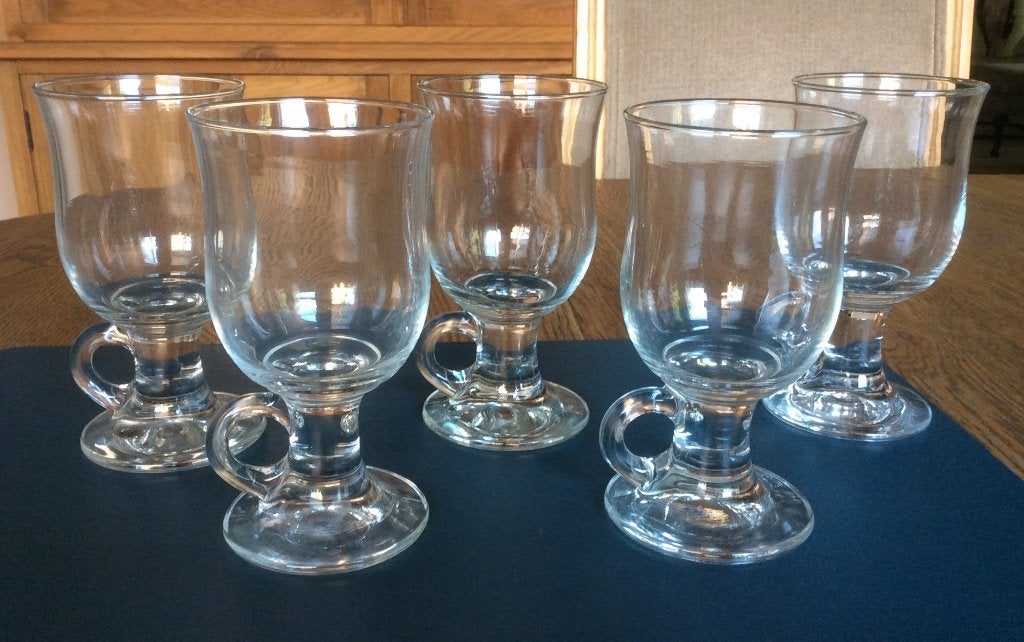 5 klassieke glazen Irish Coffee theeglazen warme dranken, Ophalen of Verzenden, Zo goed als nieuw, Overige typen