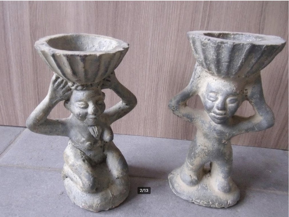 couple de figurines ethniques /offrandes en terre cuite, Enlèvement, Comme neuf, Religion