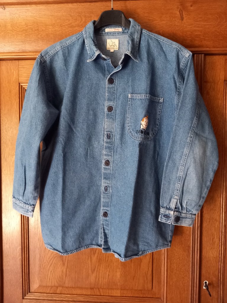TINTIN - chemise jeans - L.M. - taille 12 ans, Garçon, Chemise ou À manches longues, Comme neuf, Tintin