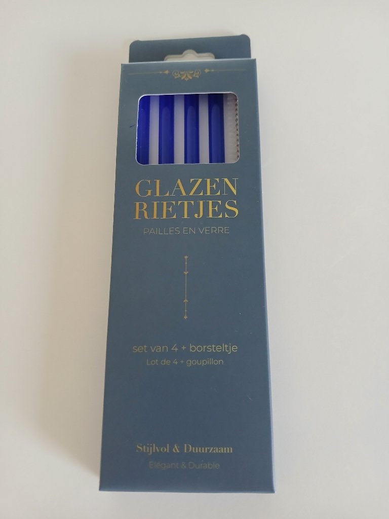 Set 4 glazen rietjes en borsteltje nieuw!, Ophalen of Verzenden, Nieuw, Overige typen