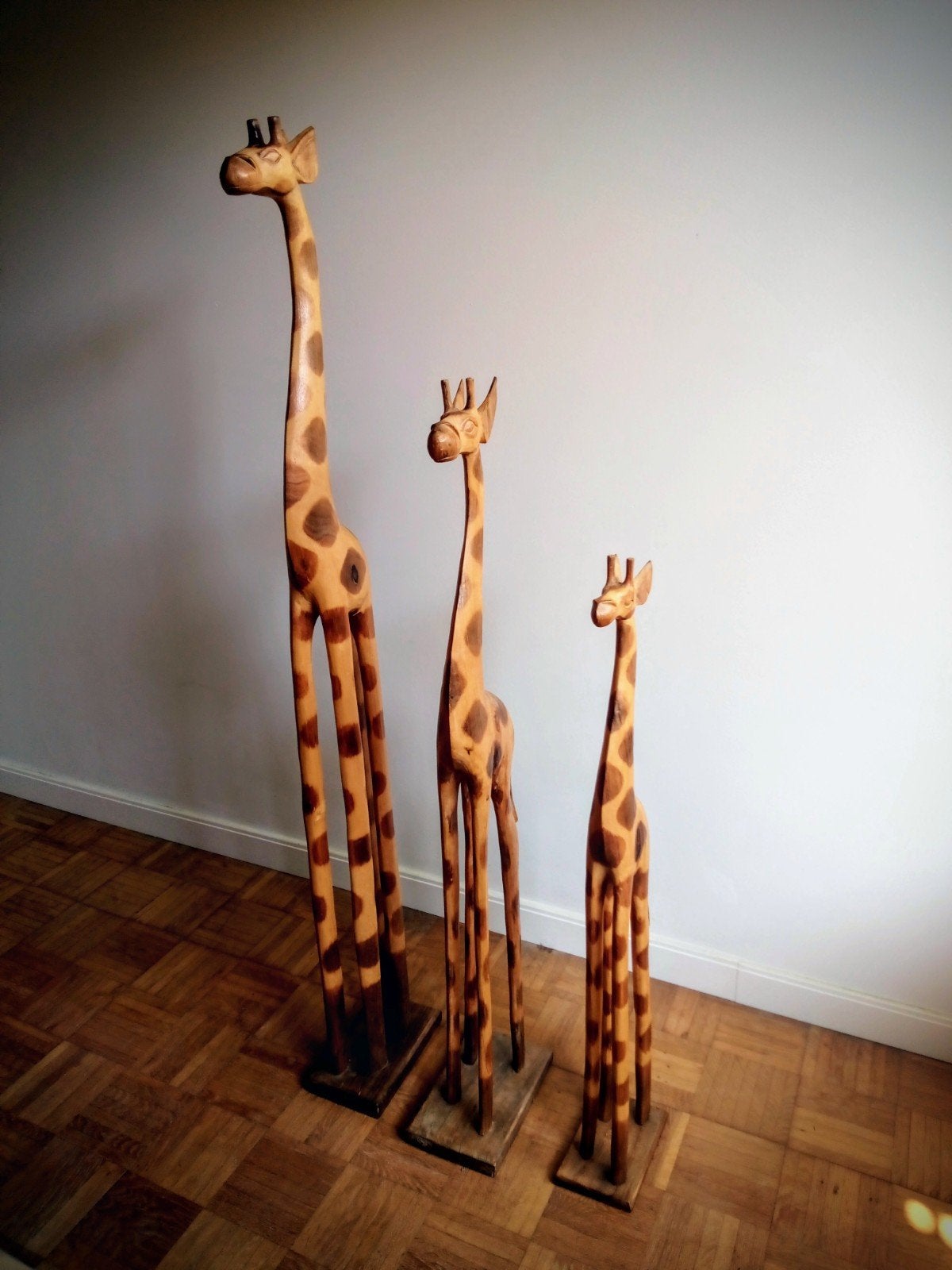 3 Decoratieve houten Giraffen, Antiek en Kunst, Kunst | Beelden en Houtsnijwerken, Ophalen