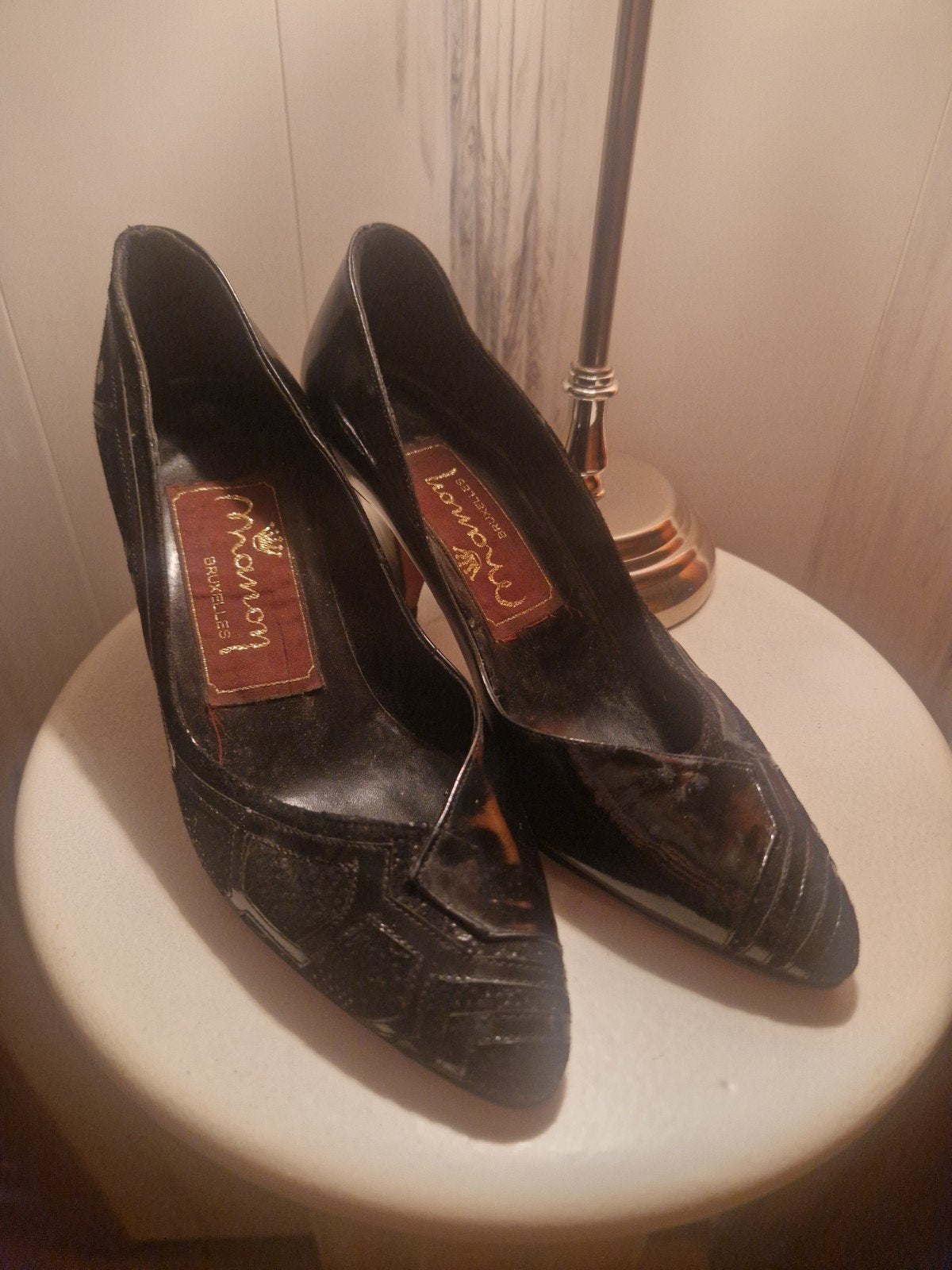 vintage pumps , leer , mamom bruxelles, Enlèvement, Escarpins