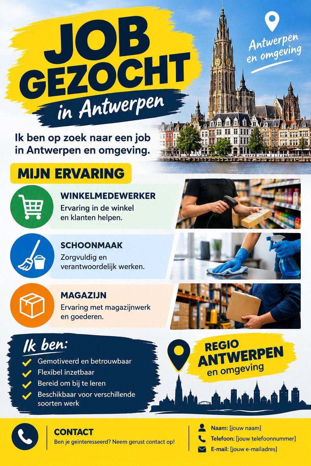 JOB GEZOCHT – ANTWERPEN  Gemotiveerde medewerker zoekt werk, Télécoms, Enlèvement ou Envoi