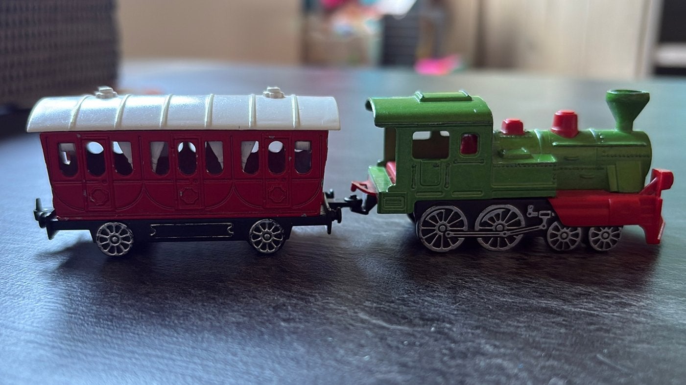 Vintage Majorette Wild West Treinset (Locomotief + Wagon), Hobby en Vrije tijd, Ophalen of Verzenden, Zo goed als nieuw, Locomotief