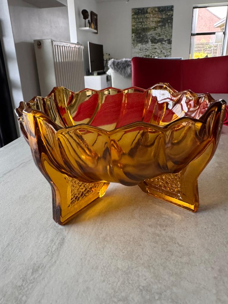 Bol Art Déco ambré, Antiquités & Art, Antiquités | Verre & Cristal, Enlèvement ou Envoi