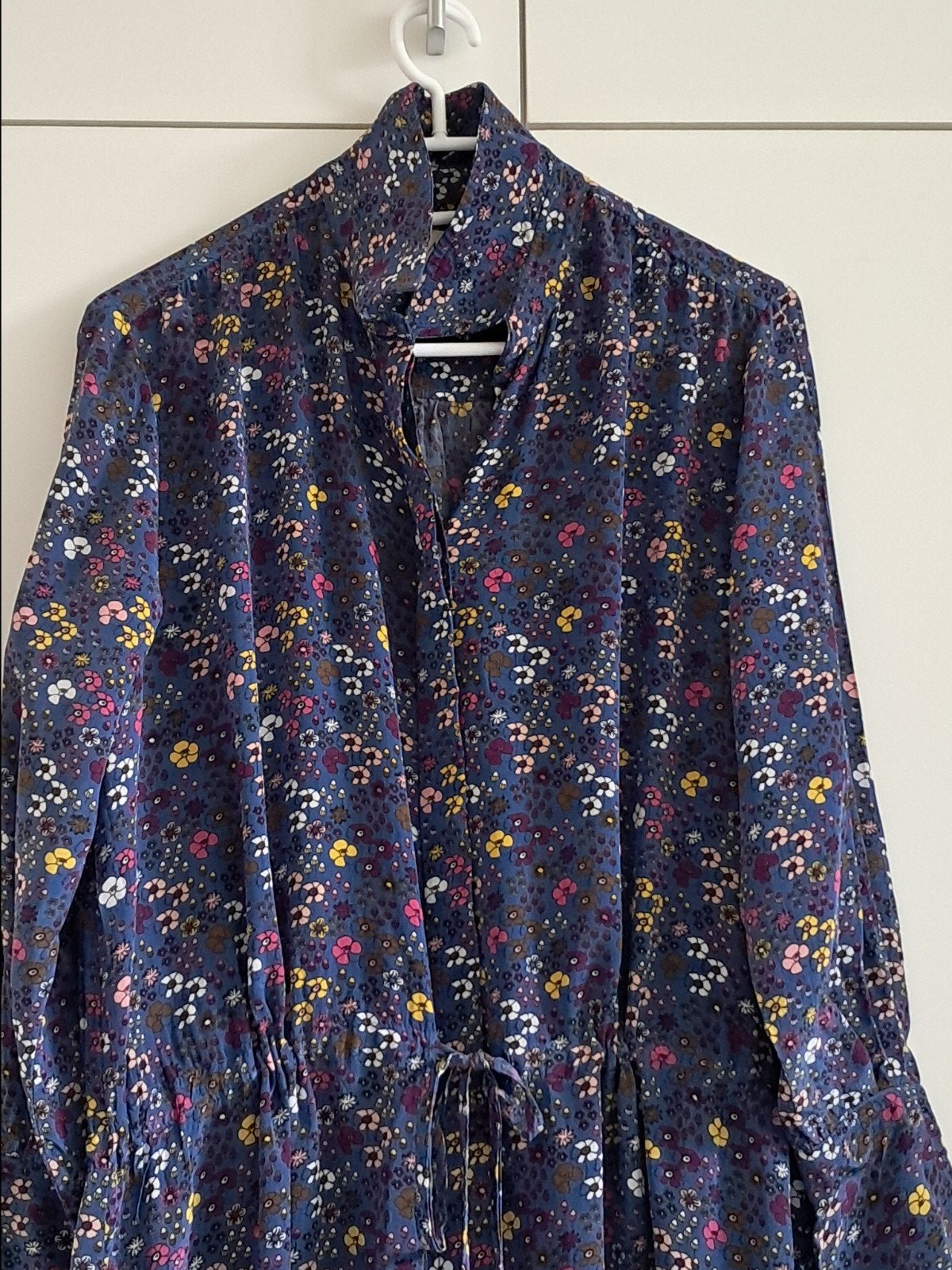 Lange blauwe jurk met bloemmotief, maat Large, Kleding | Dames, Meerkleurig, RAE, Maat 42/44 (L), Ophalen of Verzenden