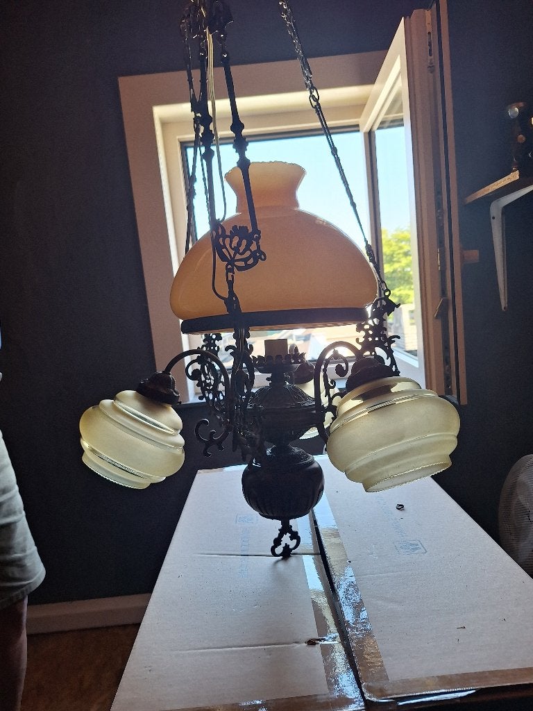 mooie vintage hanglamp, Ophalen, Gebruikt, Glas