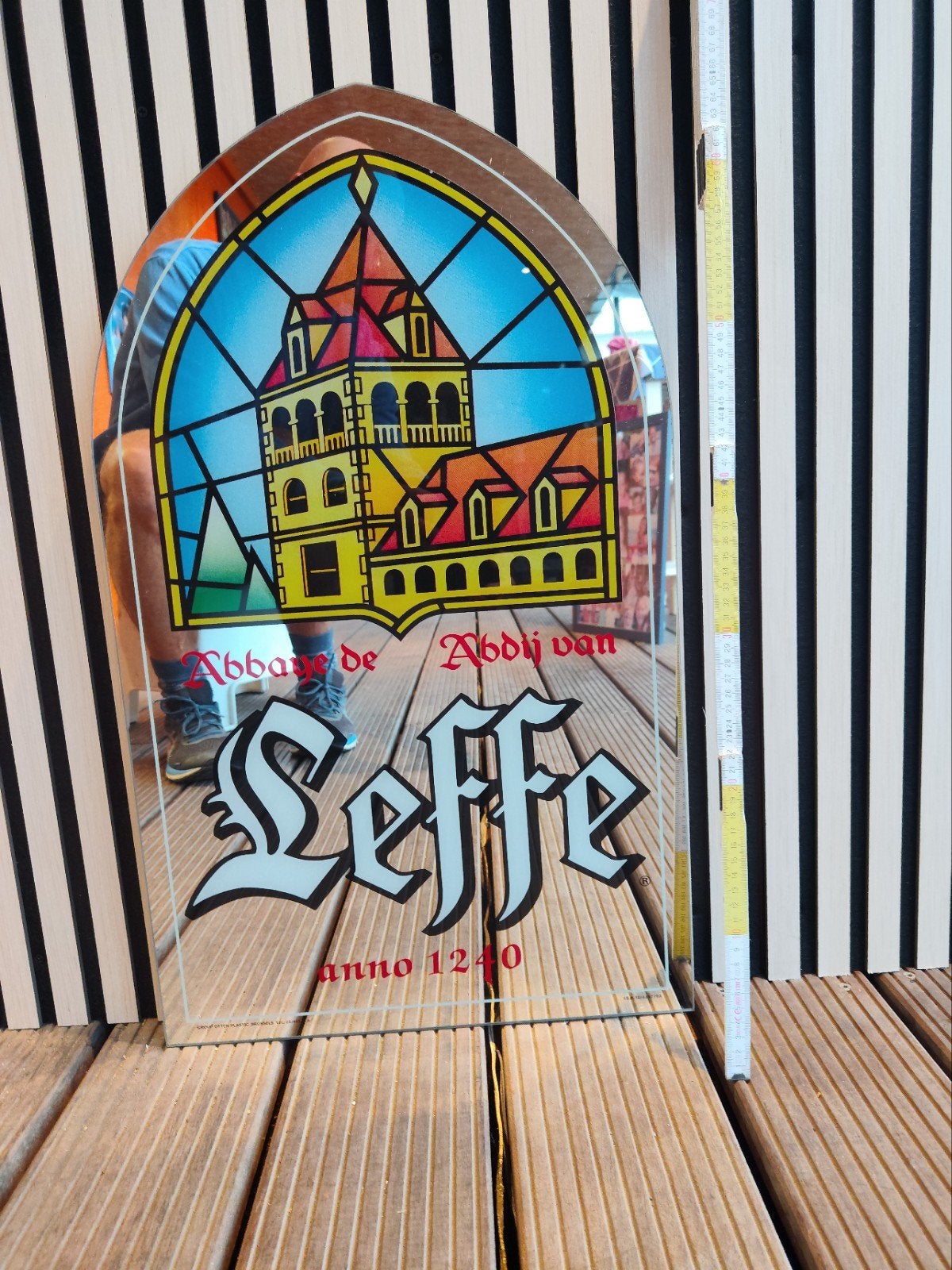 Miroir Publicitaire Vintage Leffe – Style Vitrail Abbaye Ann, Enlèvement