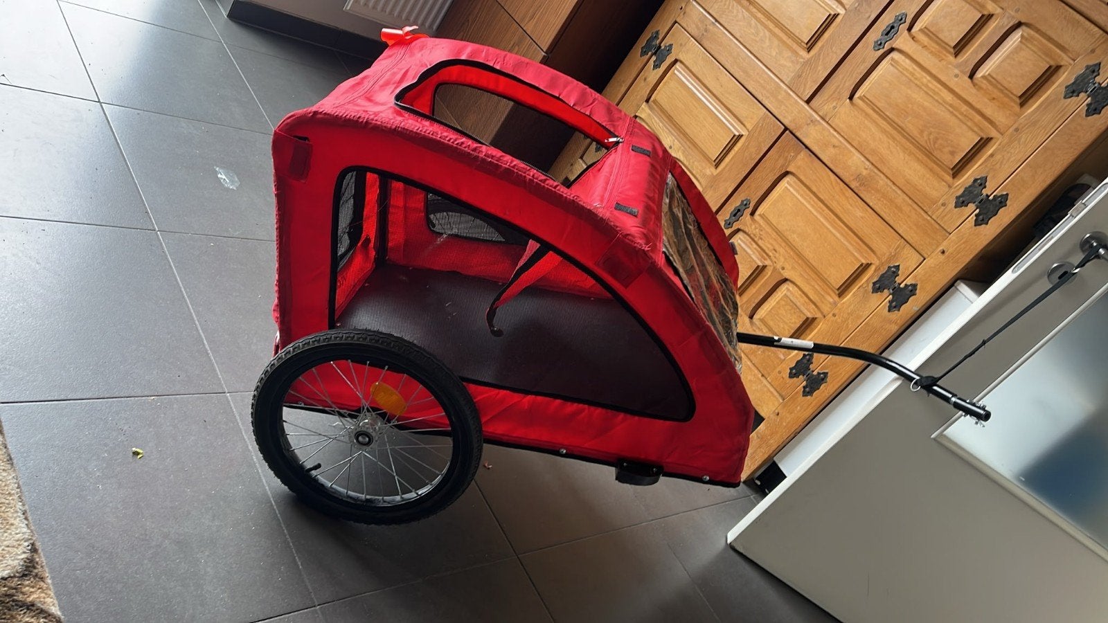 Fietskar voor hond of kind, Fietsen en Brommers, Fietsaccessoires | Aanhangwagens en Karren, Ophalen, Zo goed als nieuw, Hondenkar
