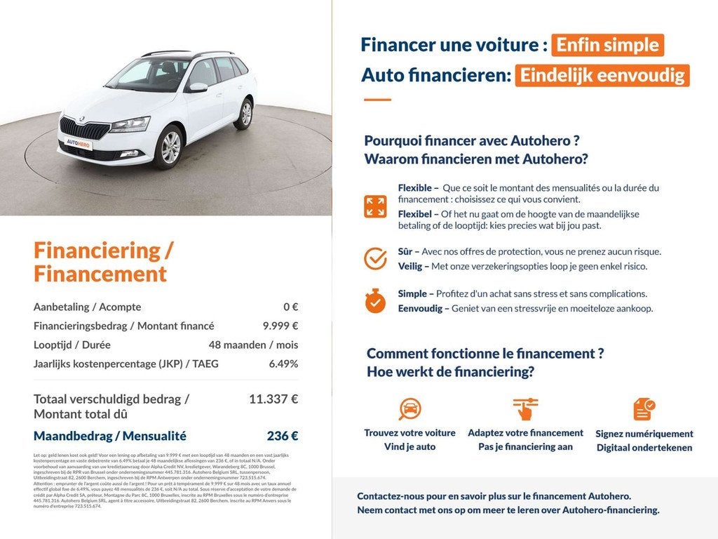 Skoda Fabia 1.0 TSI Ambition (bj 2019), Auto's, Skoda, Voorwielaandrijving, Stof, Gebruikt, 95 pk