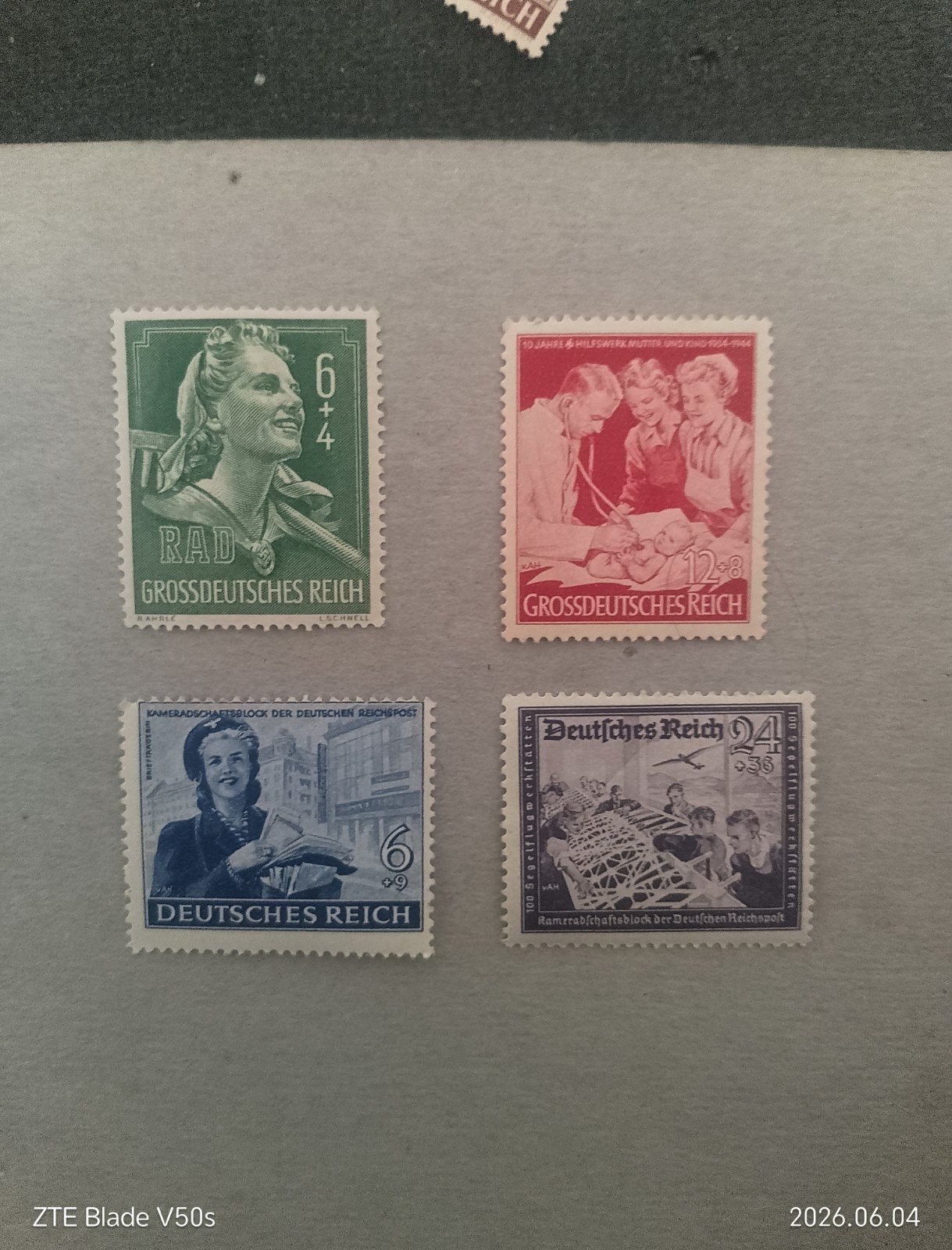4 cartes postales, timbres allemands, Enlèvement ou Envoi