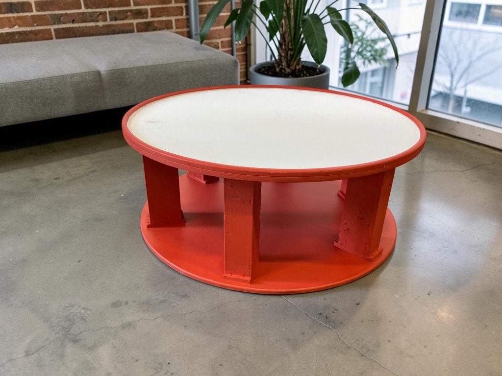 table basse/table basse vintage en bois orange ronde XL, Envoi