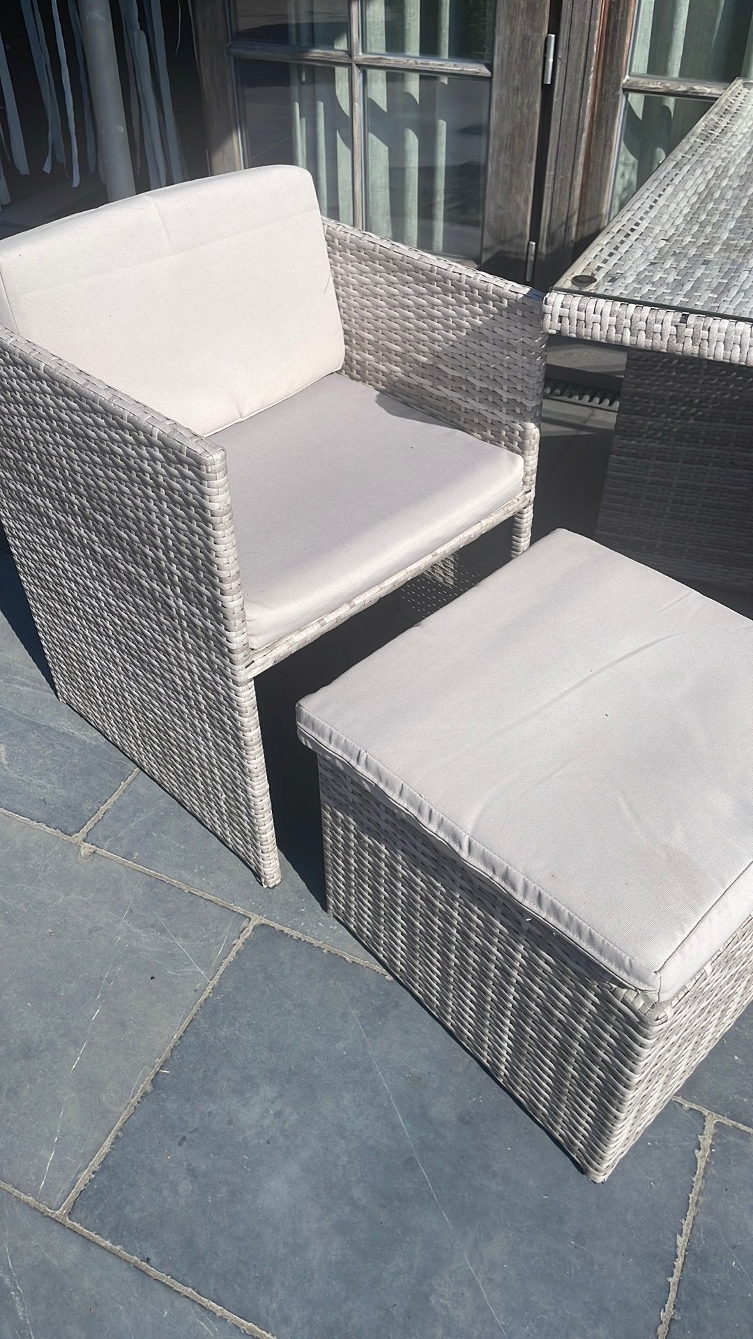 Tuinset kubus Wicker, Ophalen, 4 zitplaatsen, Gebruikt, Eettafel