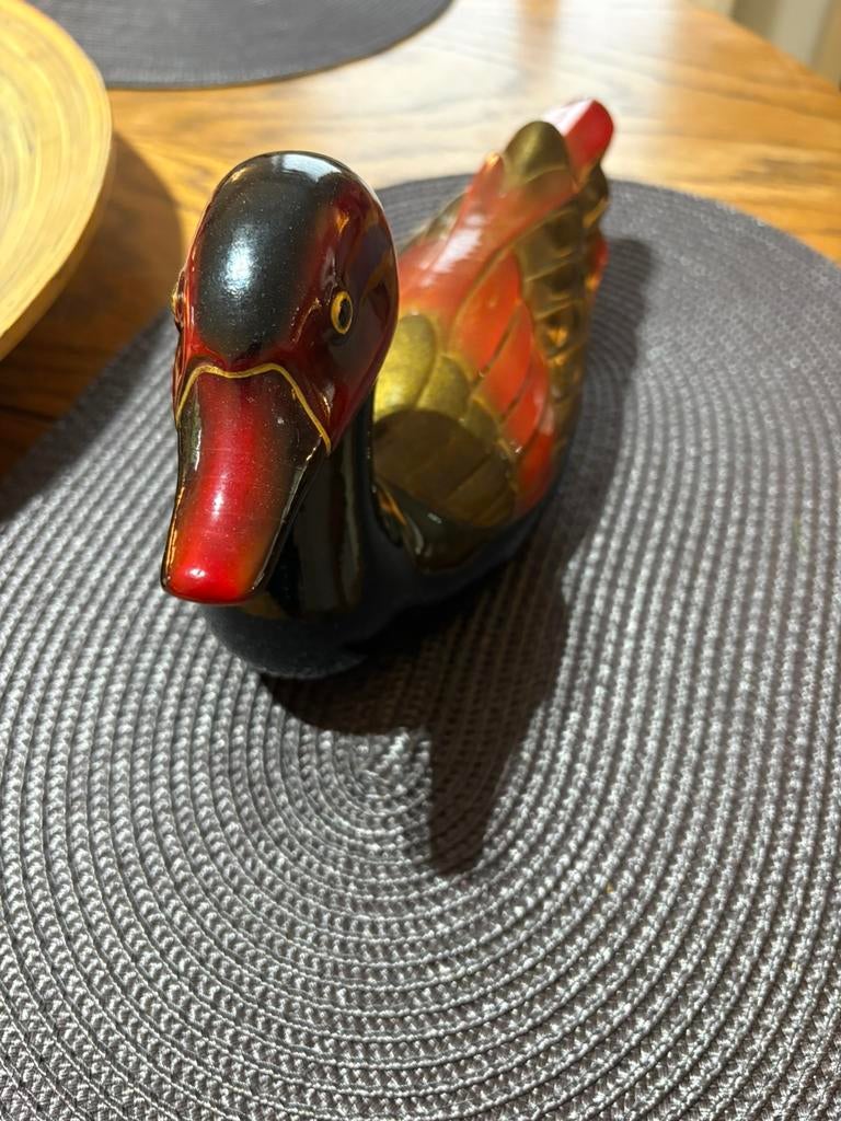 canard stylisé en bois laqué année 70, Enlèvement, Comme neuf, Bois