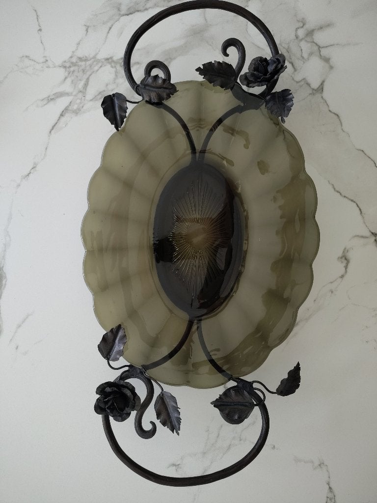 Art Deco Schaal – Val Saint Lambert, Ophalen, Schaal, Ovaal, Glas