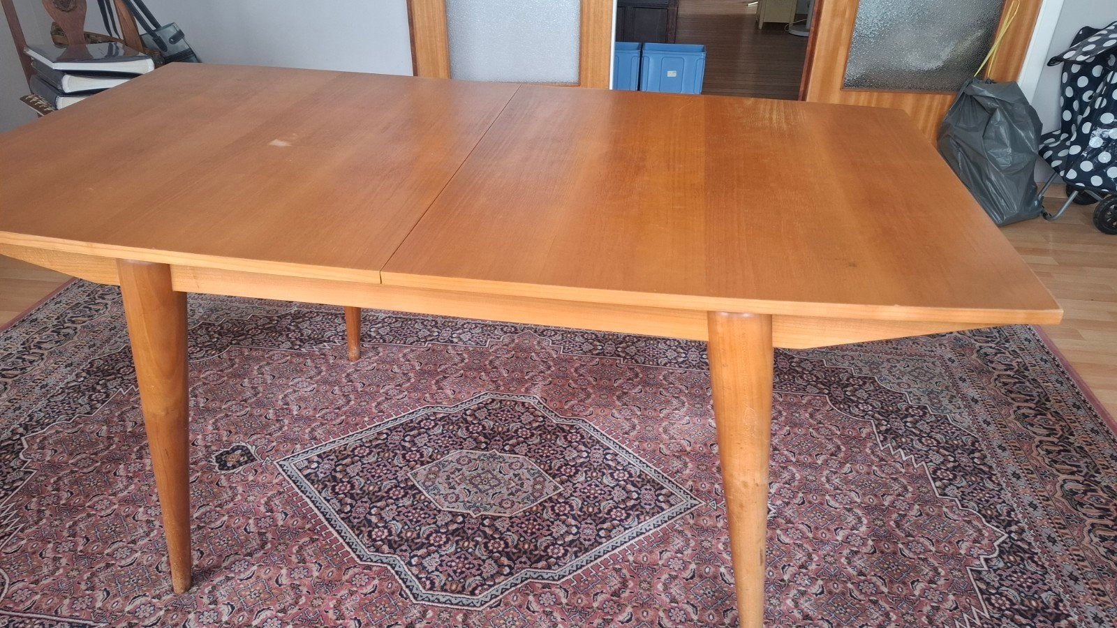 Mid century tafel., Ophalen, Gebruikt, Vijf personen of meer, Rechthoekig