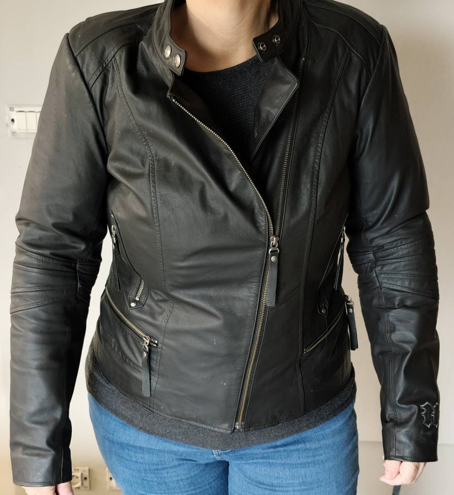 Lederen motorjas maat 42-44. Geen schade. Merk Harley Davids, Ophalen