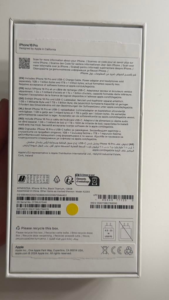 Iphone 16 Pro 128GB zwart, Ophalen, Nieuw, Apple iPhone