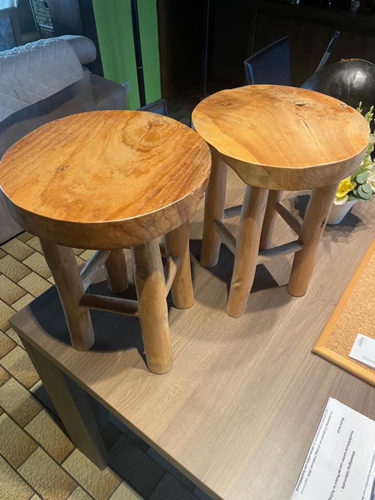 TeakOne - Kruk - Houten Kruk - Zit Kruk - Plantenstandaard, Ophalen, Zo goed als nieuw