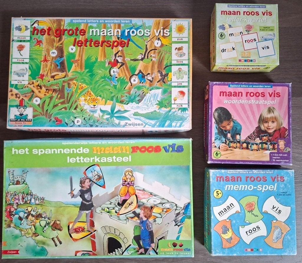 Maan Roos Vis spellenpakket, Ophalen, Gebruikt, Taal en Lezen