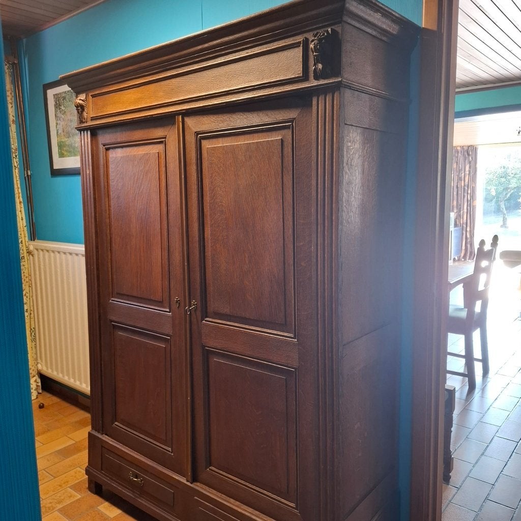 Garderobe, Ophalen, Gebruikt, Eikenhout, Met lade(s)