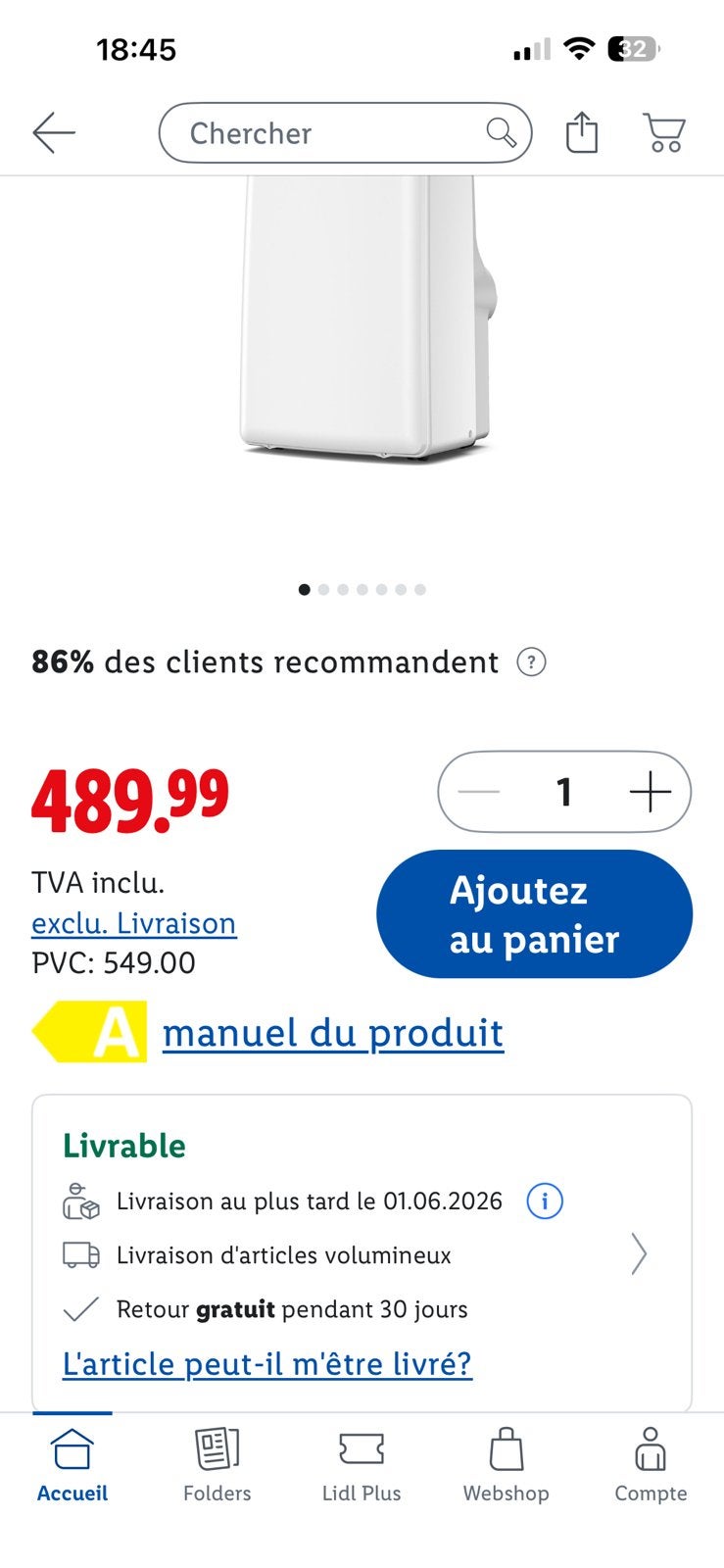 Climatiseur mobile, Enlèvement, Comme neuf, Climatiseur mobile