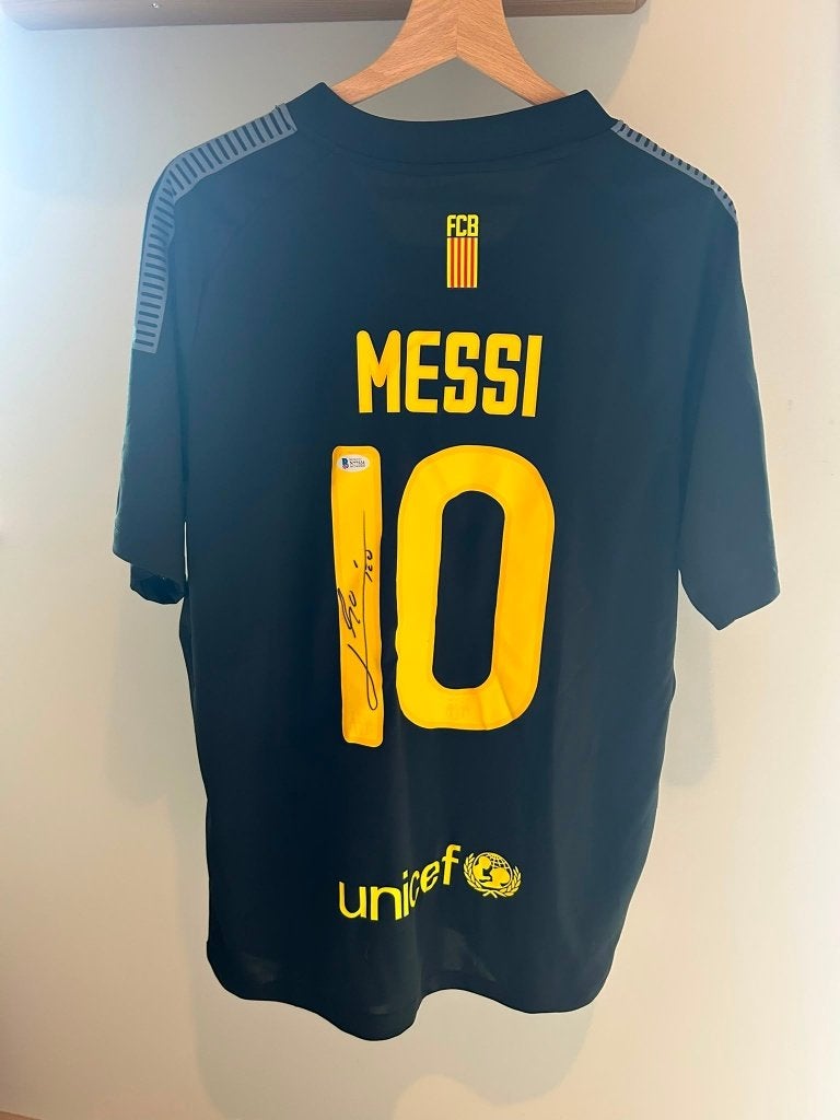 Gesigneerd Messi FC Barcelona shirt met COA Beckett, Ophalen of Verzenden, Nieuw, Shirt