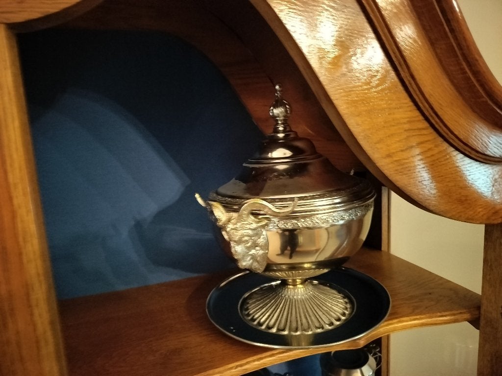 vintage metalen dekselvaas, Antiek en Kunst, Ophalen of Verzenden