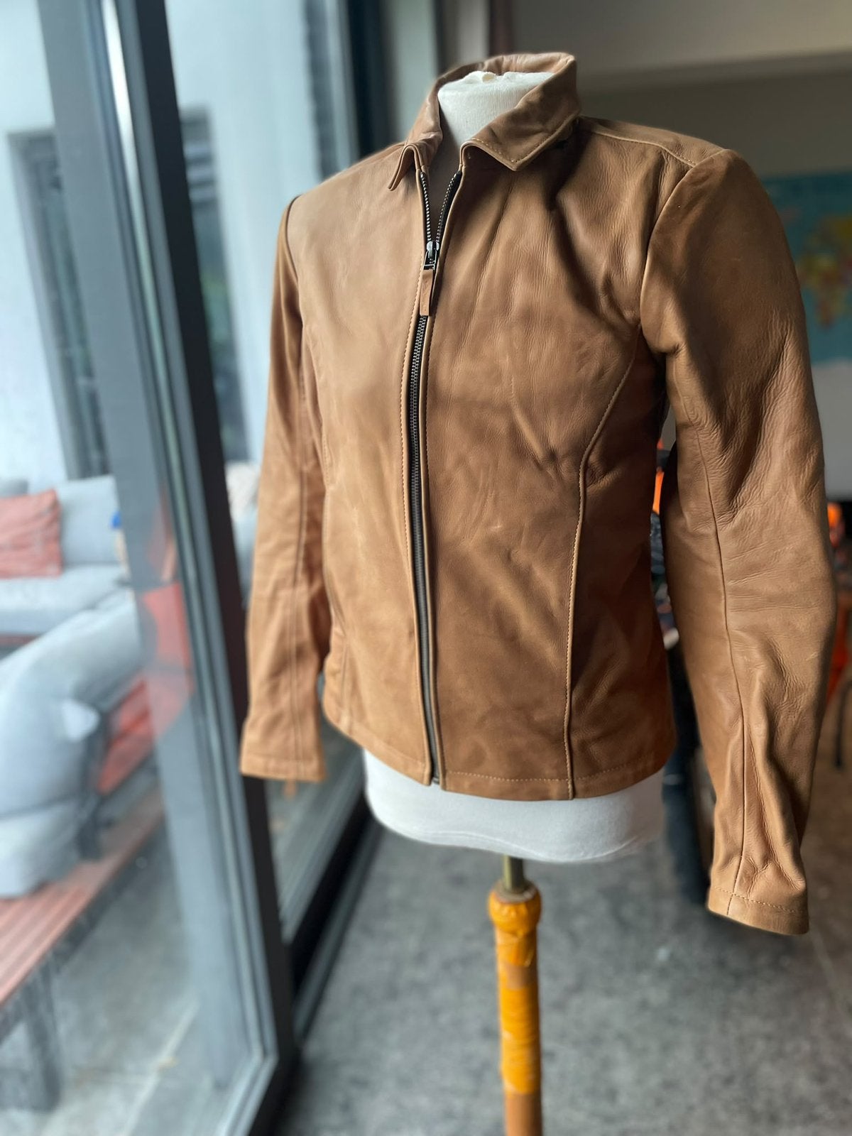 Blouson de moto 38 Detlev Louis en cuir marron pour femme, Motos, Envoi, Neuf, sans ticket, Femmes, Manteau | cuir
