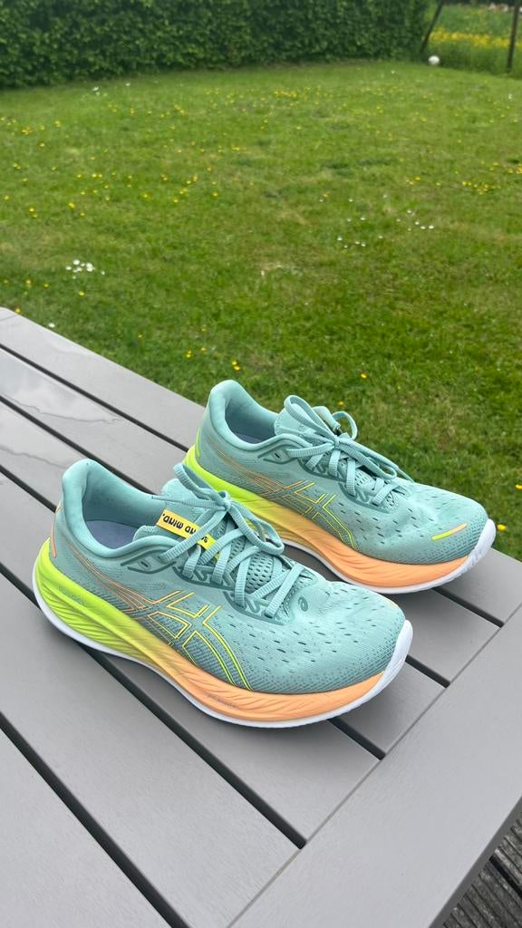 Asics Gel-Cumulus 26 Paris Groen/Oranje/Geel, Sport en Fitness, Loopsport en Atletiek, Ophalen, Hardloopschoenen, Nieuw, Hardlopen