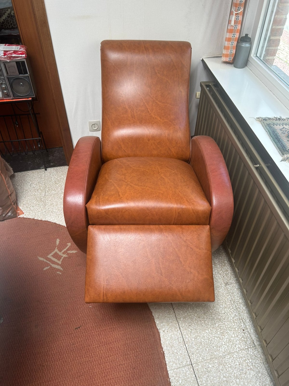Lederen rekax zetel, Ophalen, Gebruikt, 100 tot 125 cm, Vintage