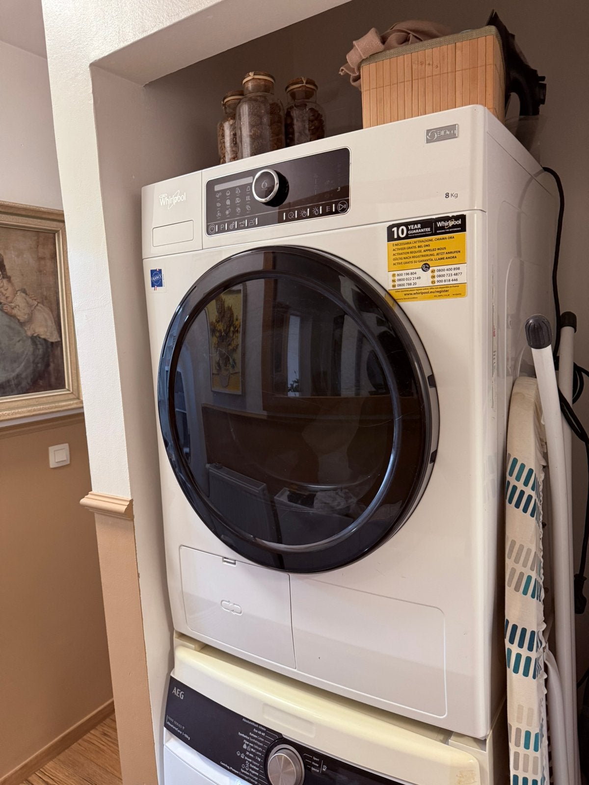 Whirlpool 8 kg droger - Warmtepomp, Elektronische apparatuur, Droogkasten, Ophalen, Zo goed als nieuw