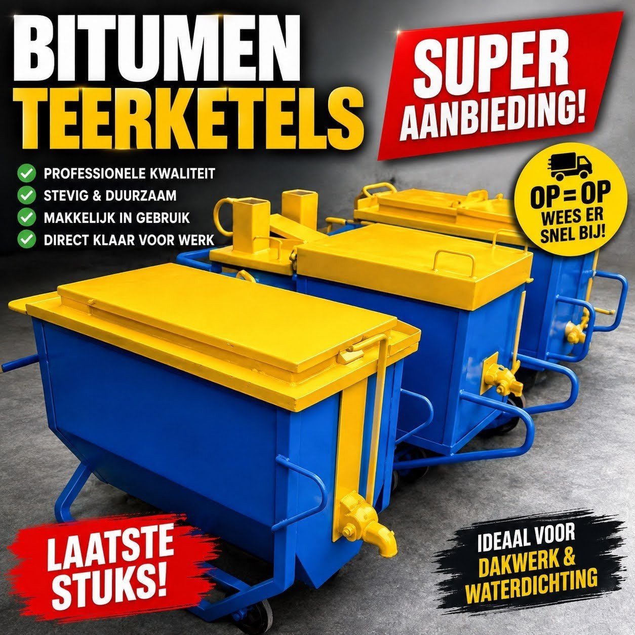 Diverse Bitumen Teerketels 152Liter € 650 excl., 15 m² ou plus, Autres couleurs, Comme neuf, Enlèvement