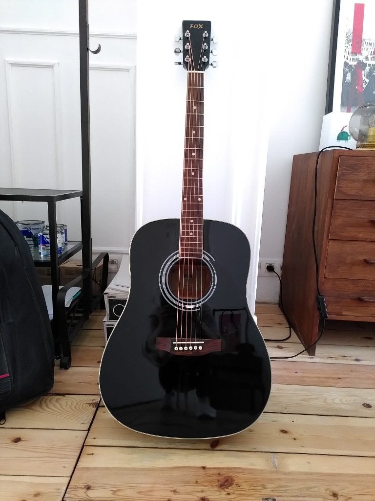 Guitare acoustique Fox DG-2011 BK noire + accessoires – 75 €, Musique & Instruments, Enlèvement, Comme neuf, Guitare acoustique