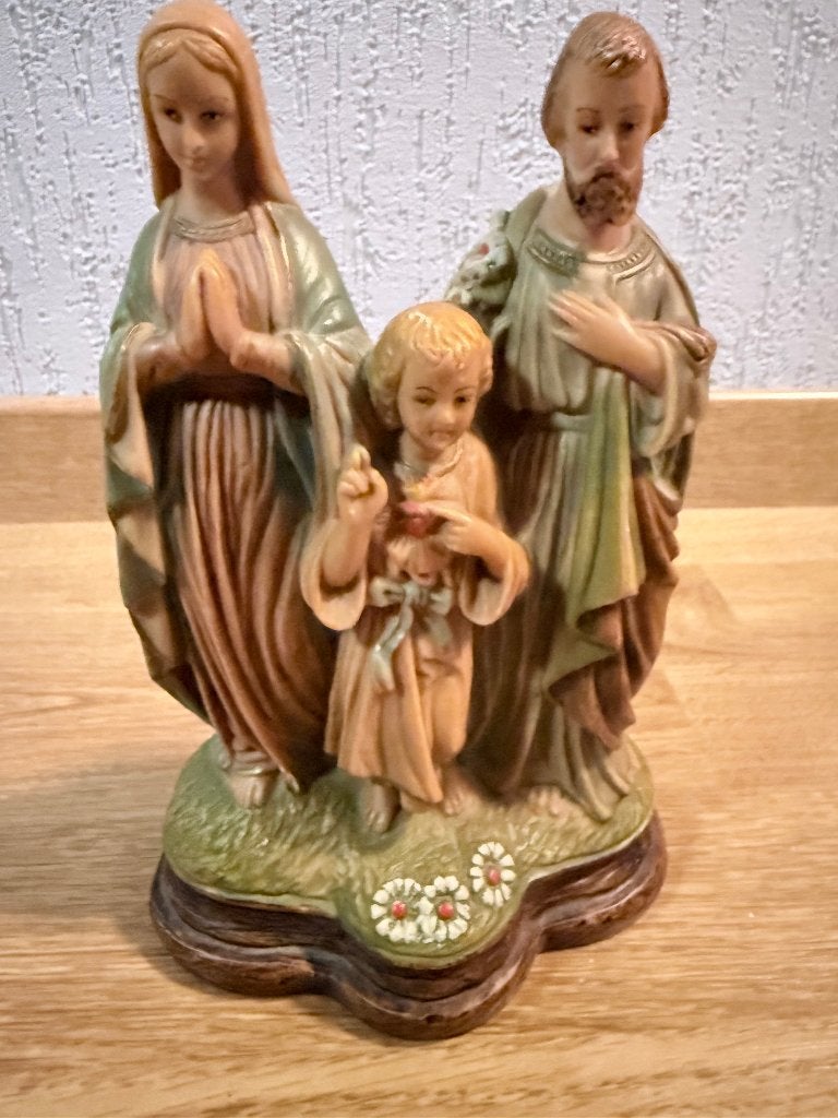 Vintage Heilige Familie Maria, Jozef,Jezus Heilig Hart 19 cm, Antiek en Kunst, Ophalen of Verzenden