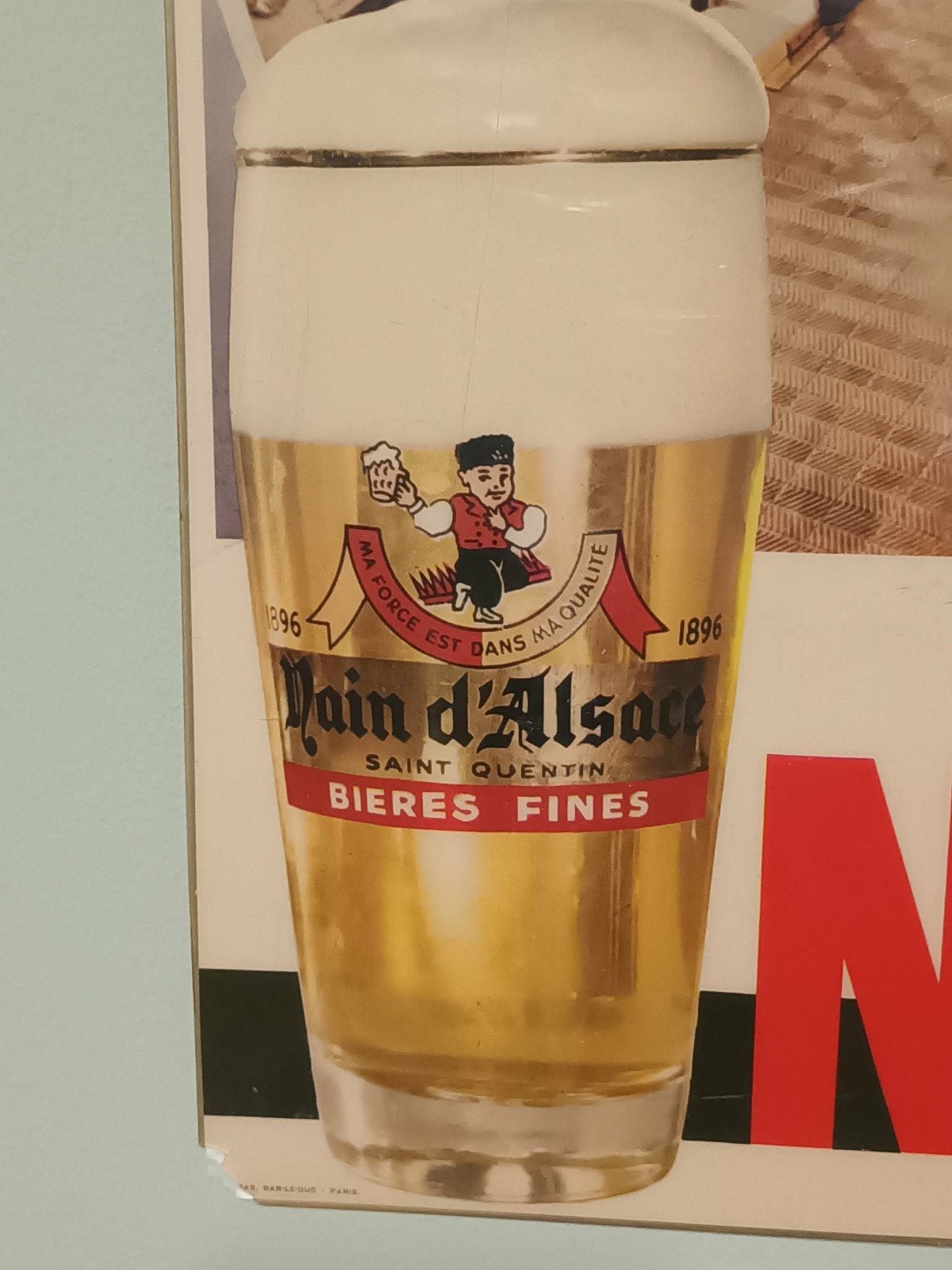 Origineel vintage reclamebord voor Nain d'Alsace (Bières Fin, Verzamelen, Ophalen of Verzenden, ###, ###, ###