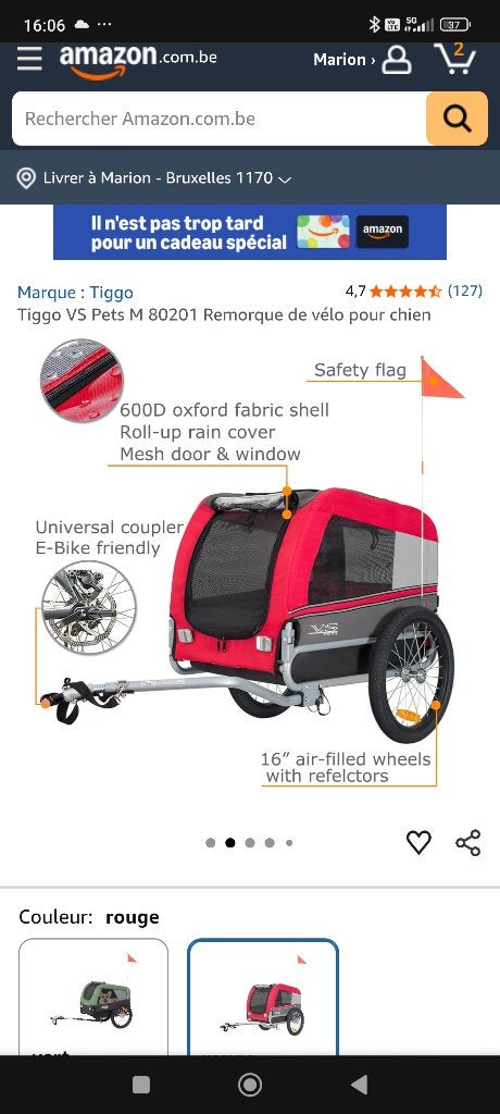 Remorque pour chien vélo, Enlèvement, Neuf, Remorque de vélo pour chien