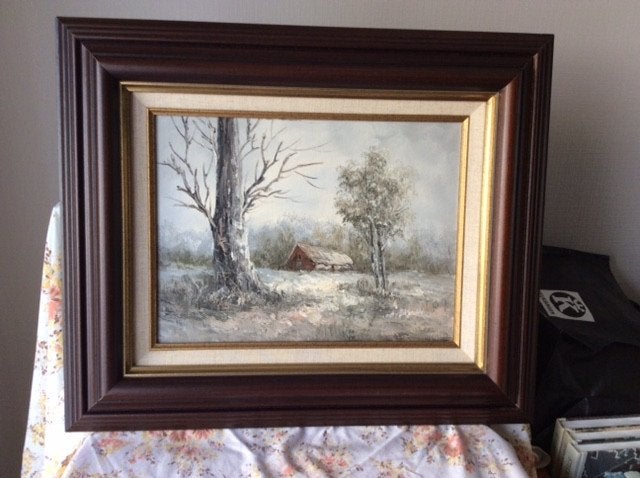 handgeschilder schilderij winterlandschap, Ophalen