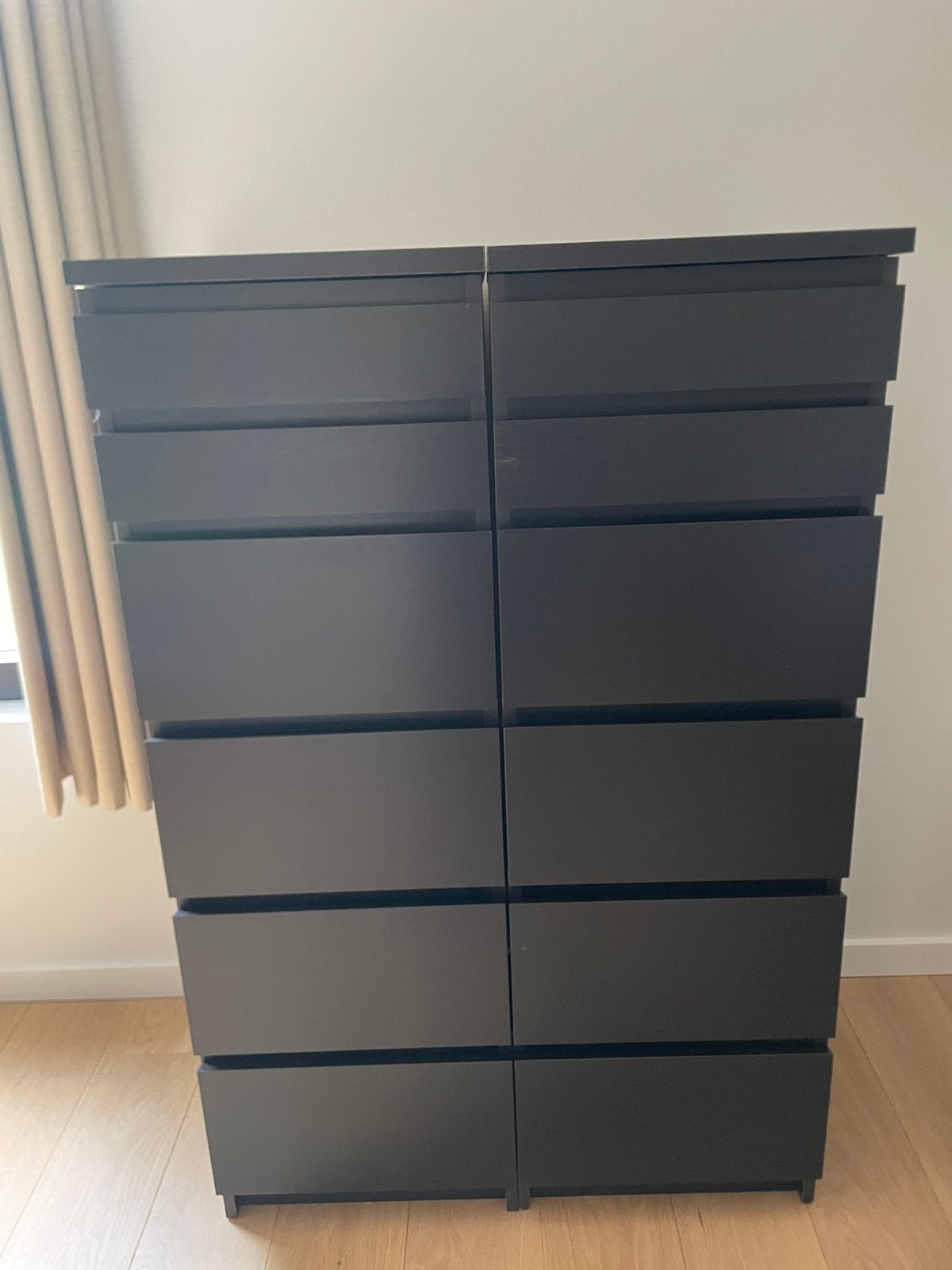 Ikea MALM zwartbruin 2x, 25 à 50 cm, 5 tiroirs ou plus, Comme neuf, Enlèvement