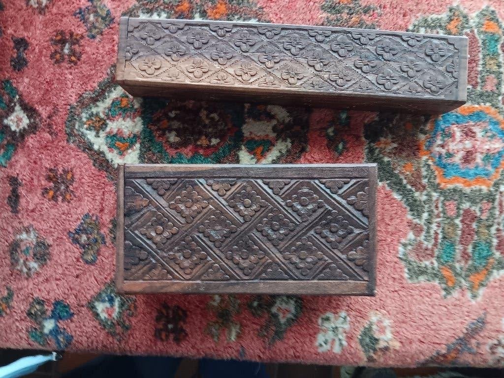 Boîtes artisanales indonésiennes, Autres styles, Bois, Enlèvement ou Envoi, Brun
