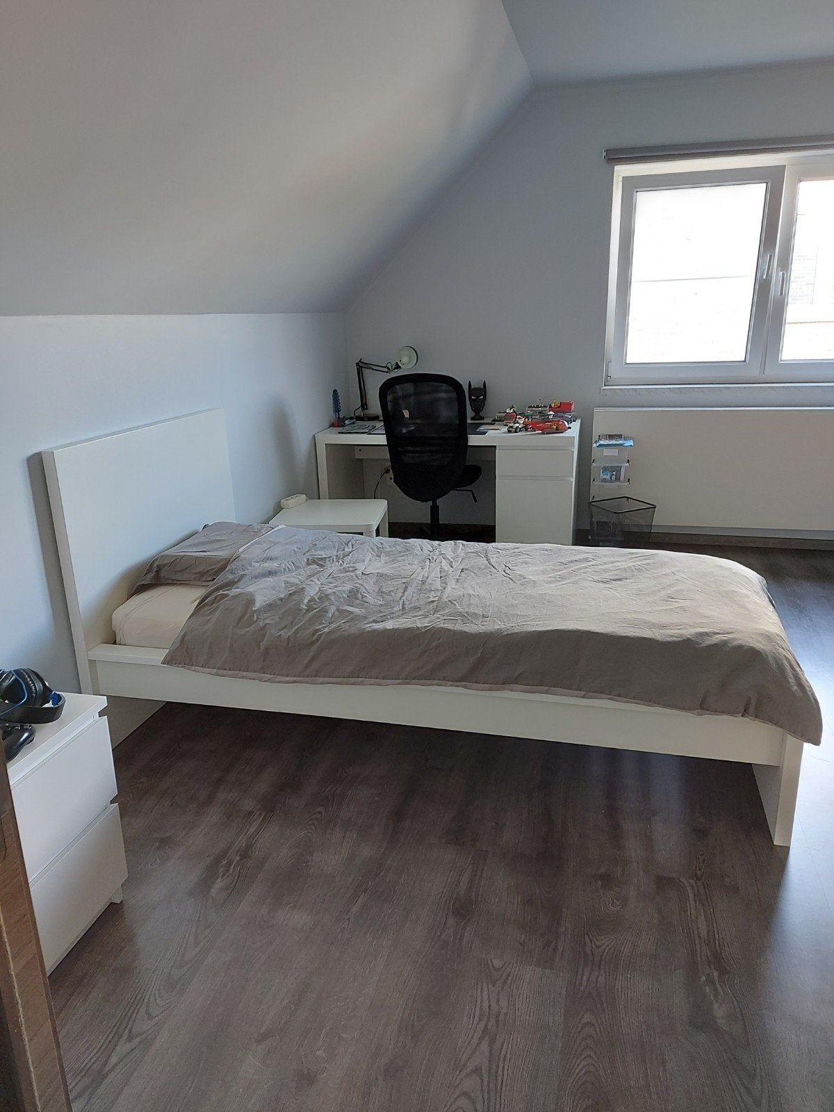 Lit simple blanc IKEA MALM 90x200, tête de lit haute, Enlèvement, Utilisé, Une personne