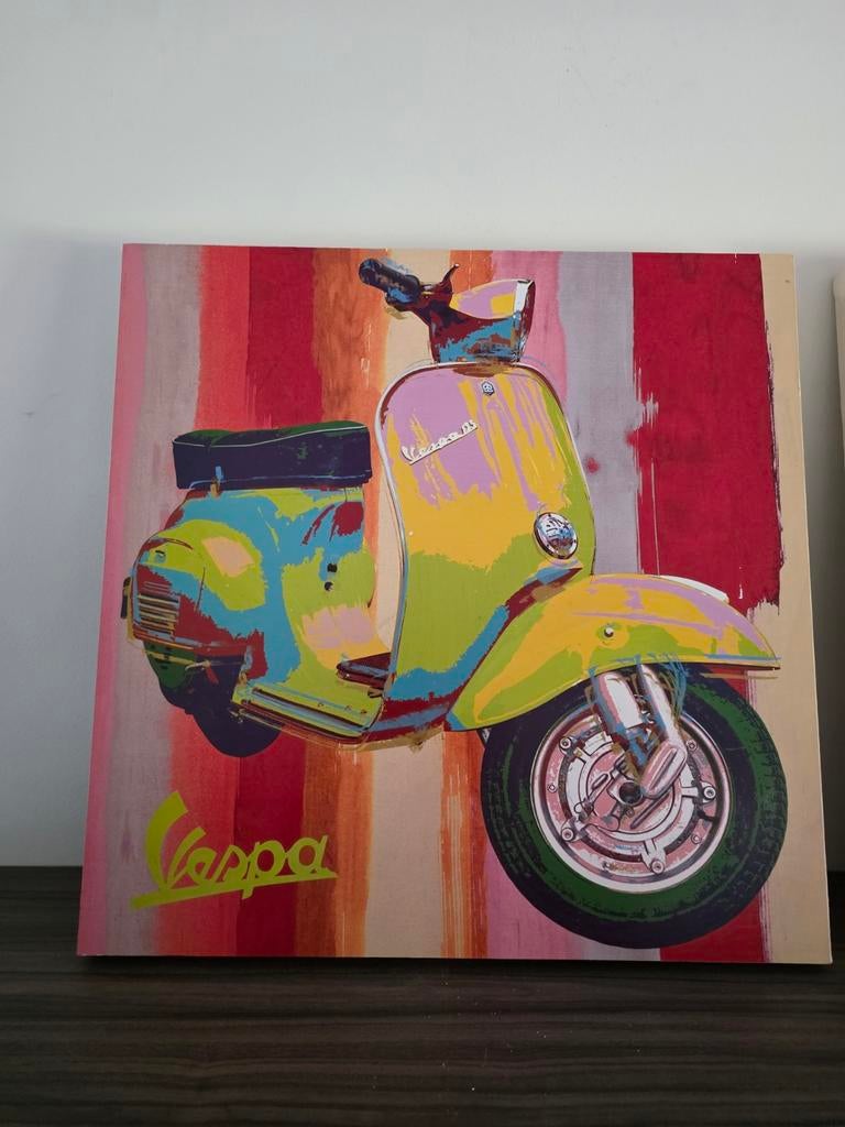 2 schilderijen Vespa op canvas ., Antiek en Kunst, Ophalen