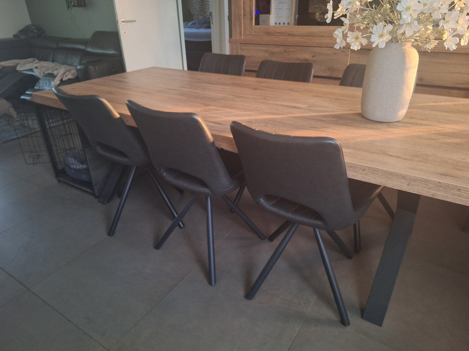 6 draaistoelen leatherlook antraciet, Huis en Inrichting, Stoelen, Ophalen, Grijs, Vijf, Zes of meer stoelen
