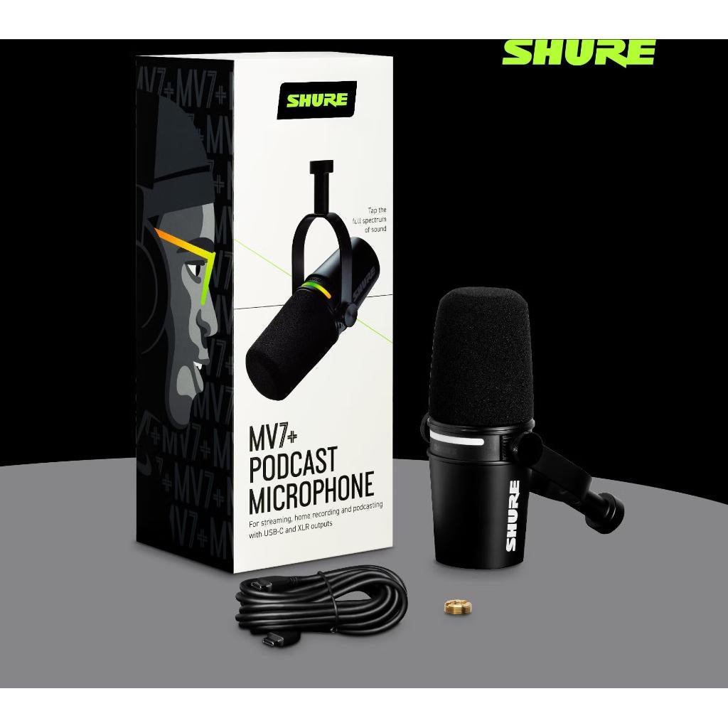Microphone de diffusion XLR/USB Shure Motiv MV7+ noir, Enlèvement ou Envoi, Neuf, Ensemble complet