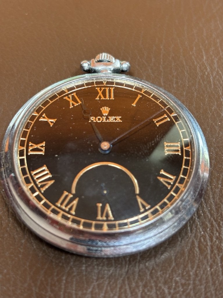 Rolex de poche- Cadran noir( rare) roman dial (À réparer), Ophalen, Gebruikt, Gebruiksvoorwerp