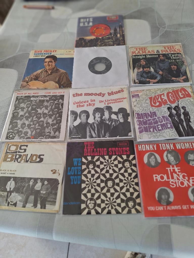 10 Singels jaren 60 oa Beatles,Rolling Stones,Moody Blues., Ophalen of Verzenden, Gebruikt, Pop