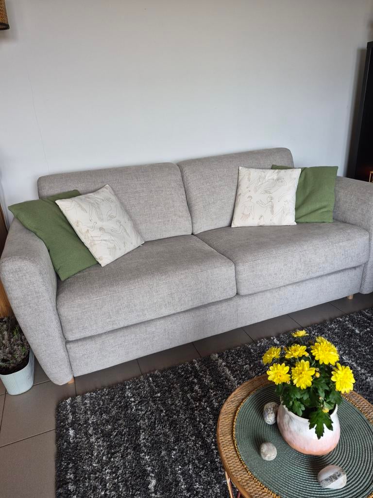 LUXE GREIGE DIVAN/BED VOOR PERMANENTE BANK, Ophalen, Zo goed als nieuw