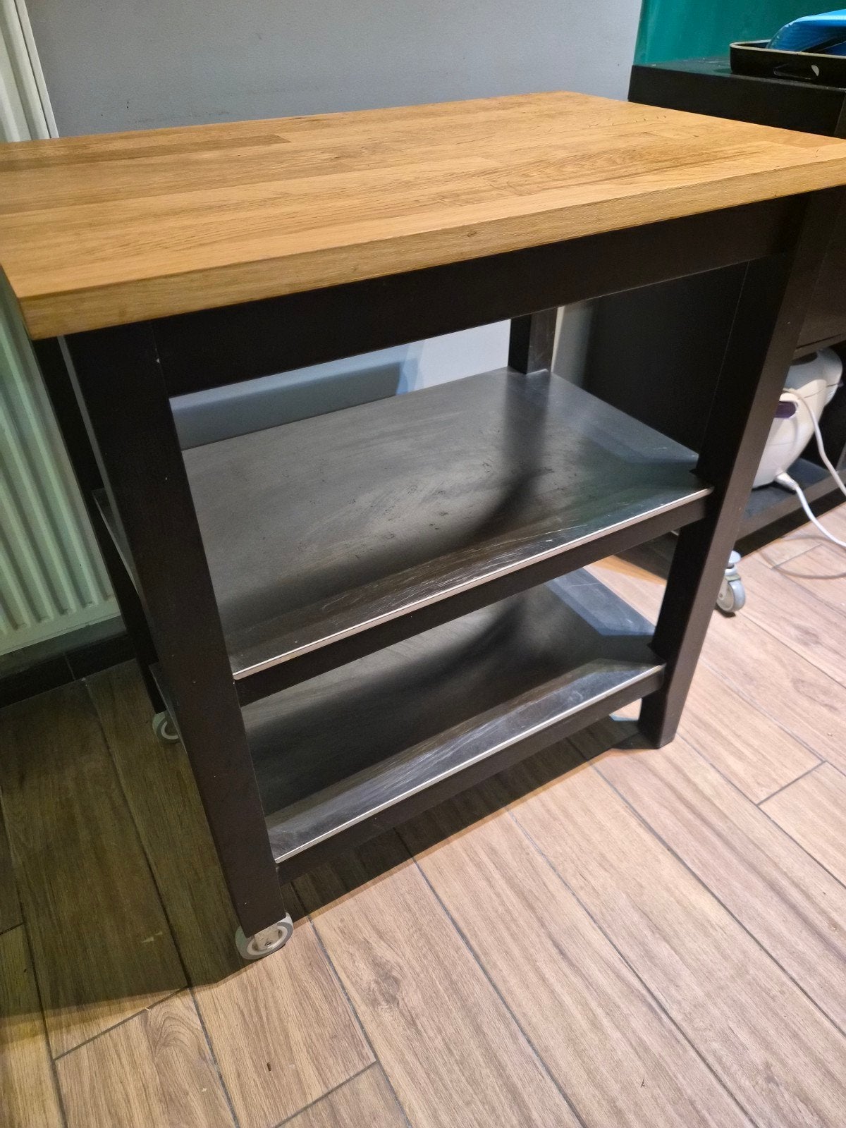 Desserte de cuisine IKEA – Bois, inox et roulettes – 80  51, Enlèvement, Utilisé