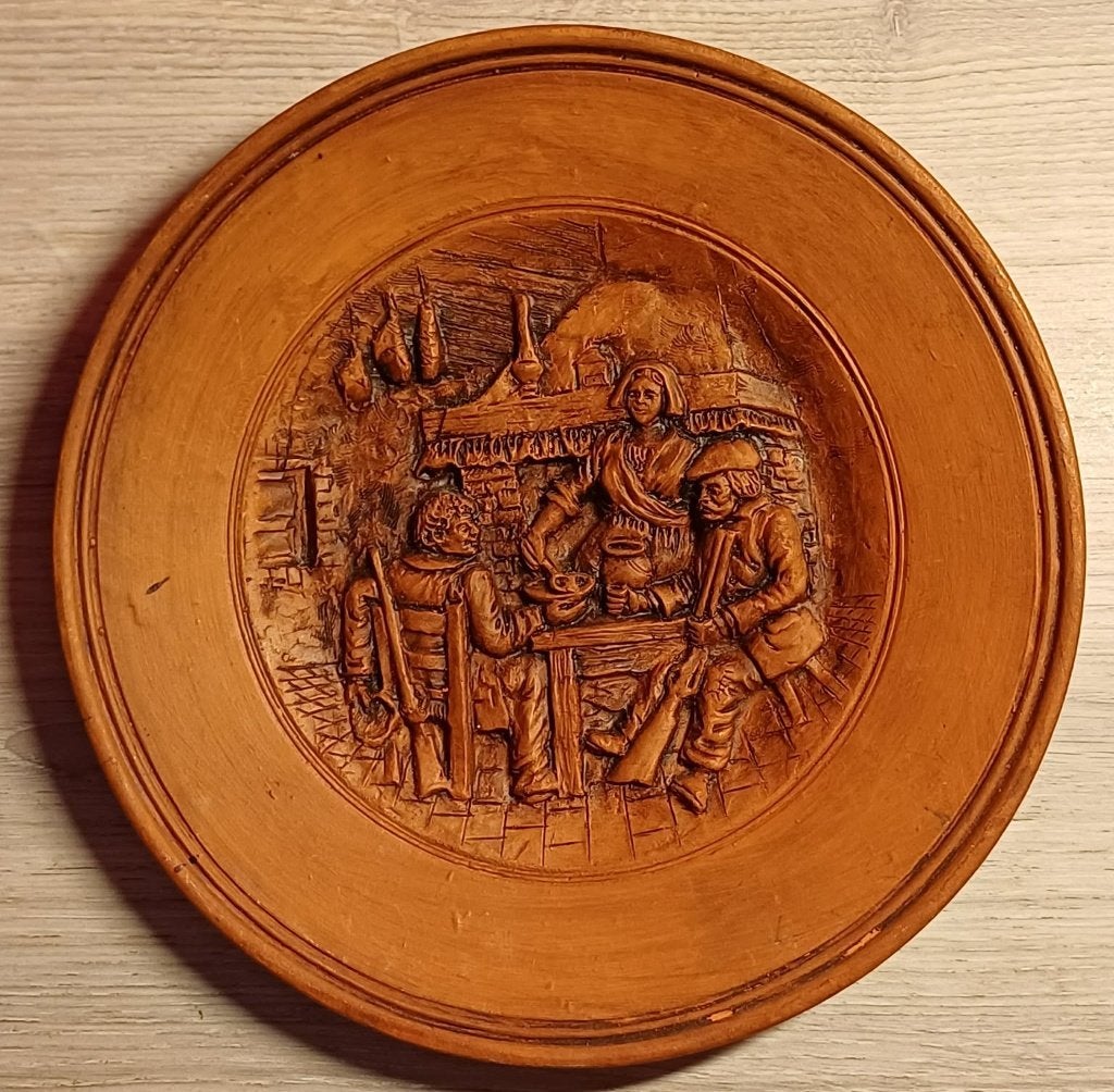 Vintage terracotta wandbord - Francis Lascour -, Antiek en Kunst, Antiek | Keramiek en Aardewerk, Verzenden