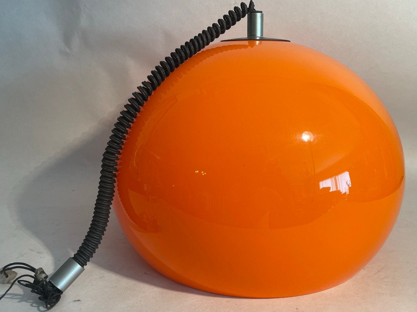 Vintage oranje Space Age bolhanglamp (jaren 70), Antiek en Kunst, Ophalen